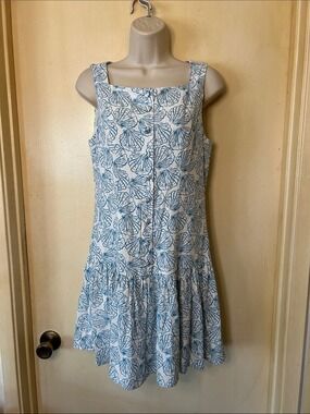 Wayf White Sundress with Blue Shell Print size S